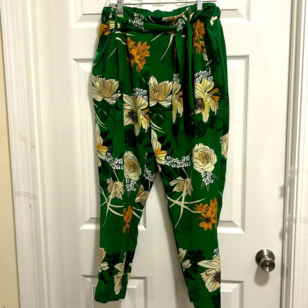 Paper Bag Waist Floral Trousers